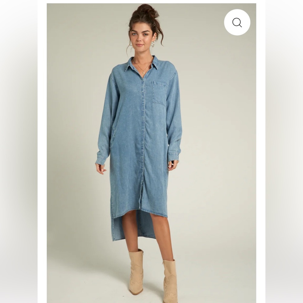 NWT Denim MIDI Shirt Dress. Size Small. Retail $88